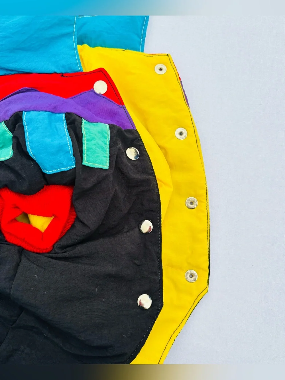 Vtg Pet Puffer Jacket L Dog Ski Coat Hooded 90s Retro Neon Geometric Colorblock